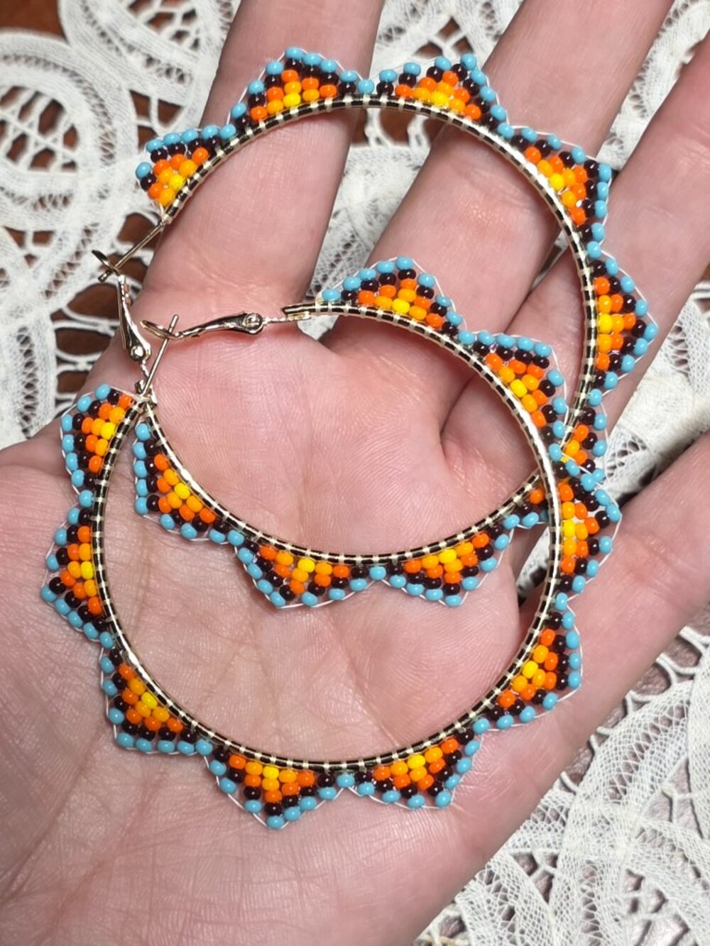 Sunrise Beaded Hoops